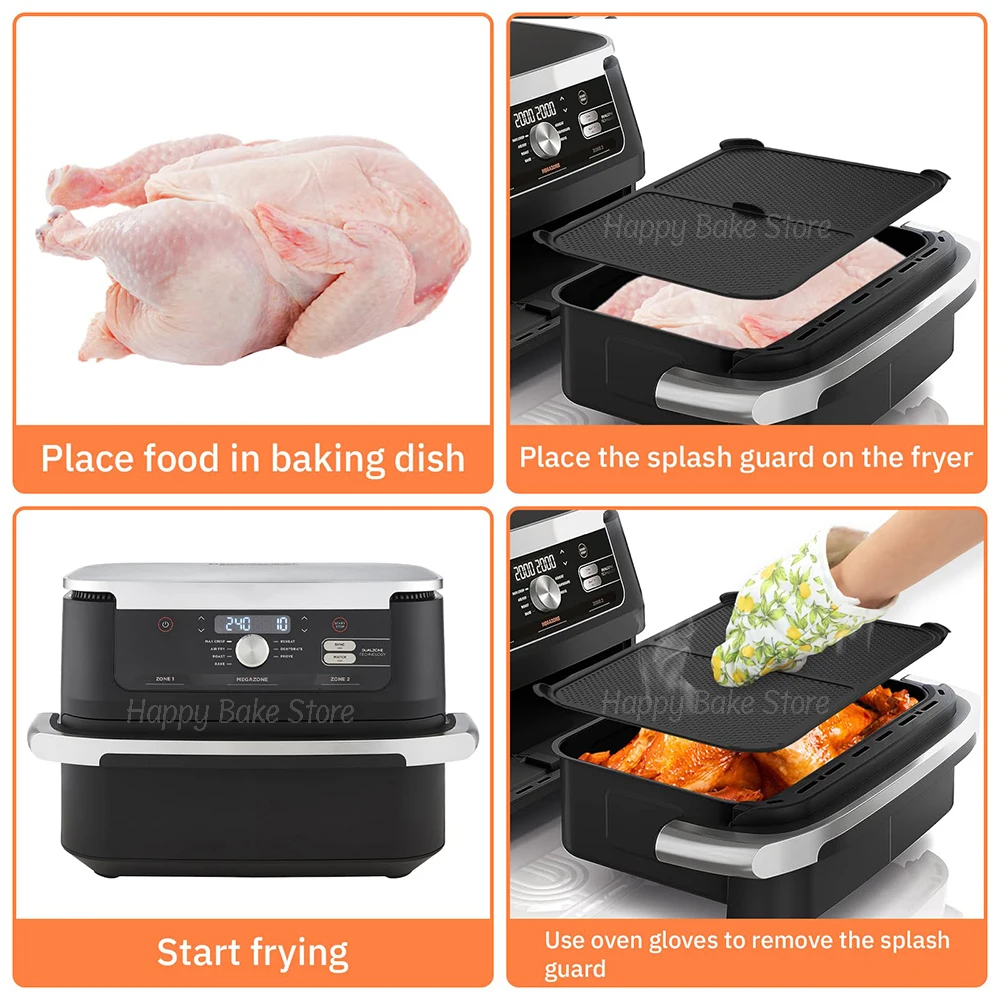 1PC Air Fryer Splash Guard For Air Fryer Ninja Foodi 10.4L AF500EU Reusable Silicone Accessories Baking Mould air fryer accessories