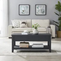 Lift Top Coffee Table with Storage Shelf, Black wood finish 2