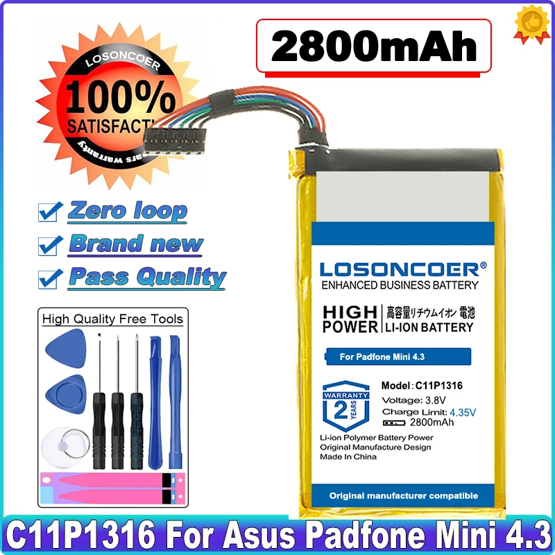 

LOSONCOER High Capacity Battery 2800mAh C11P1316 Battery for Asus Padfone Mini 4.3 4.3 Station A11 Station PF400CG T00C