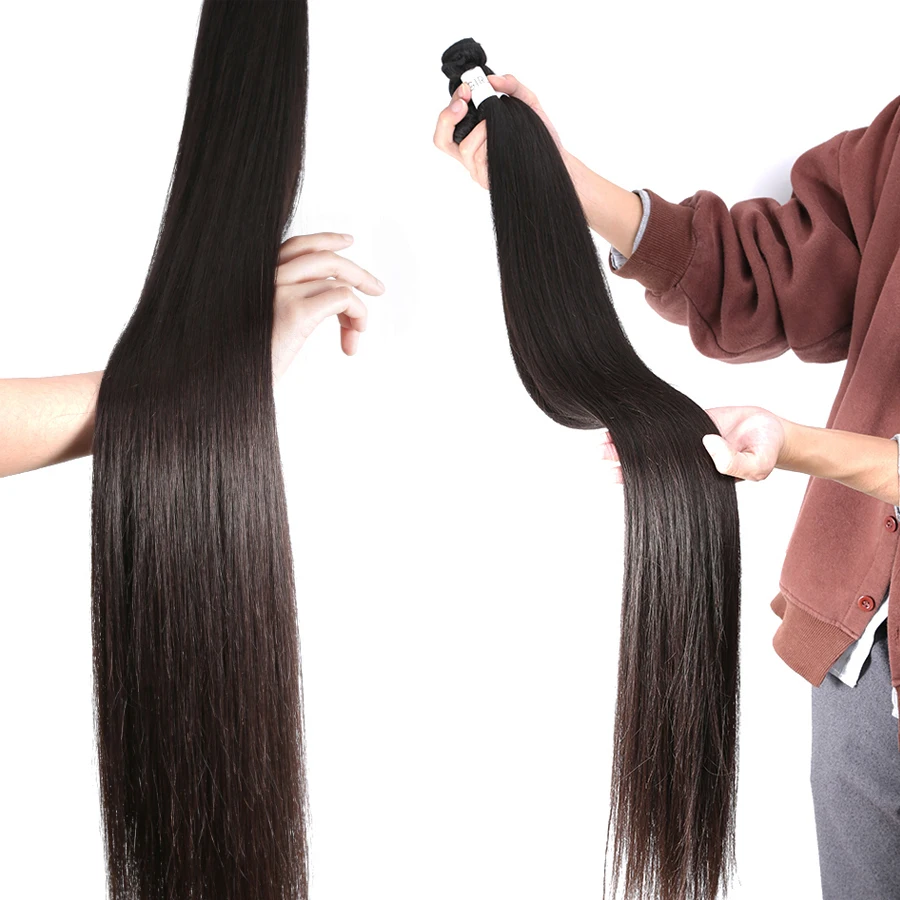 Malaika 40 Inch Straight Hair With Frontal Birthday Bundles Deals Brazilian Human Hair Bundles With Closure Remy Hair Extension 4