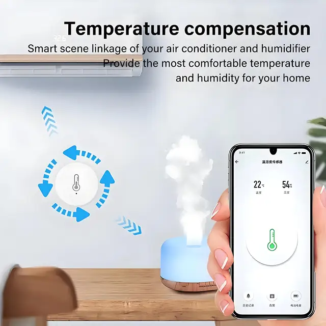 Tuya ZigBee Mini Temperature And Humidity Sensor Indoor Humiture Detector Voice App Control Works With Alexa Google Home 6