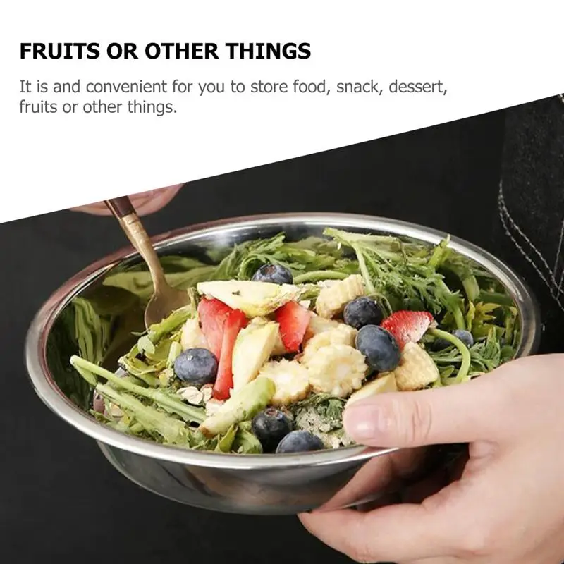 Snack Bowl 6Pcs Stainless Steel Food Round Pasta Bowl Fruit Trays Salad Dessert Dishes