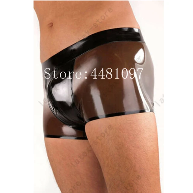Sexy Latex Boxer Black With Transparnt Black Rubber Panty Tigh