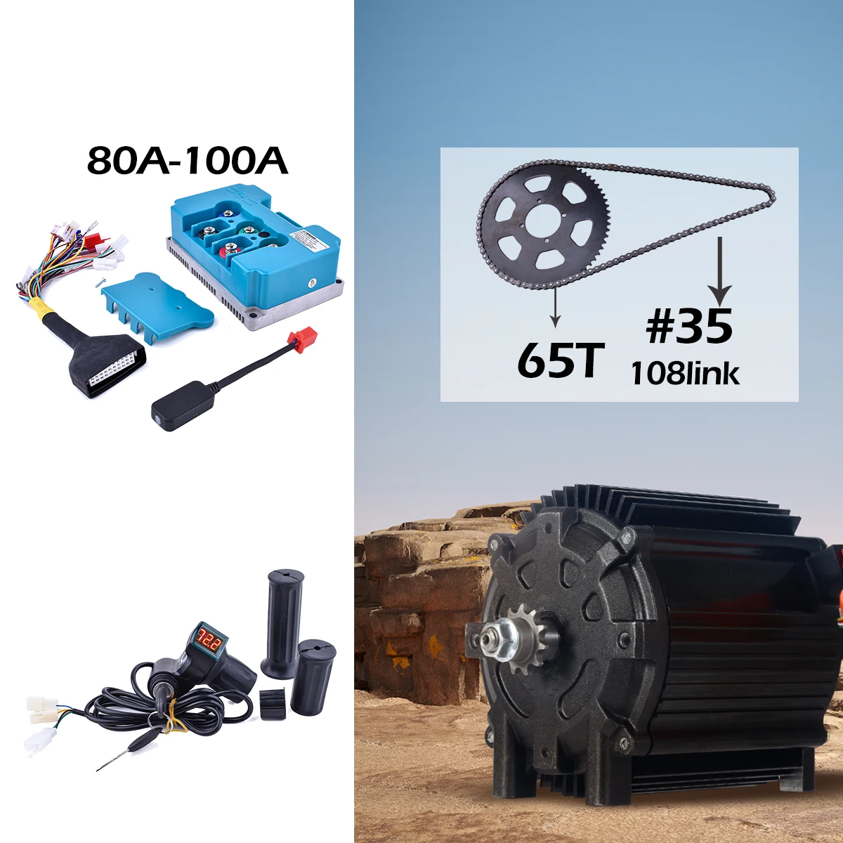 Ebike Motor Kit Kunray KR5V Electric BLDC 72V 5000W Engine For Go Karts Scooter Electric Motorcycl DIY Engine System