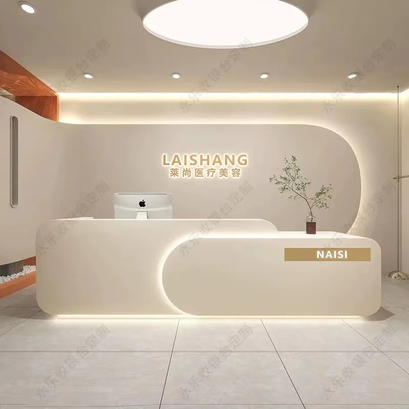 Retail Luxury Reception Desk Cashier Standing Mobile Modern Counter Clinic Reception Desk Executive Kassentisch Furniture HDH