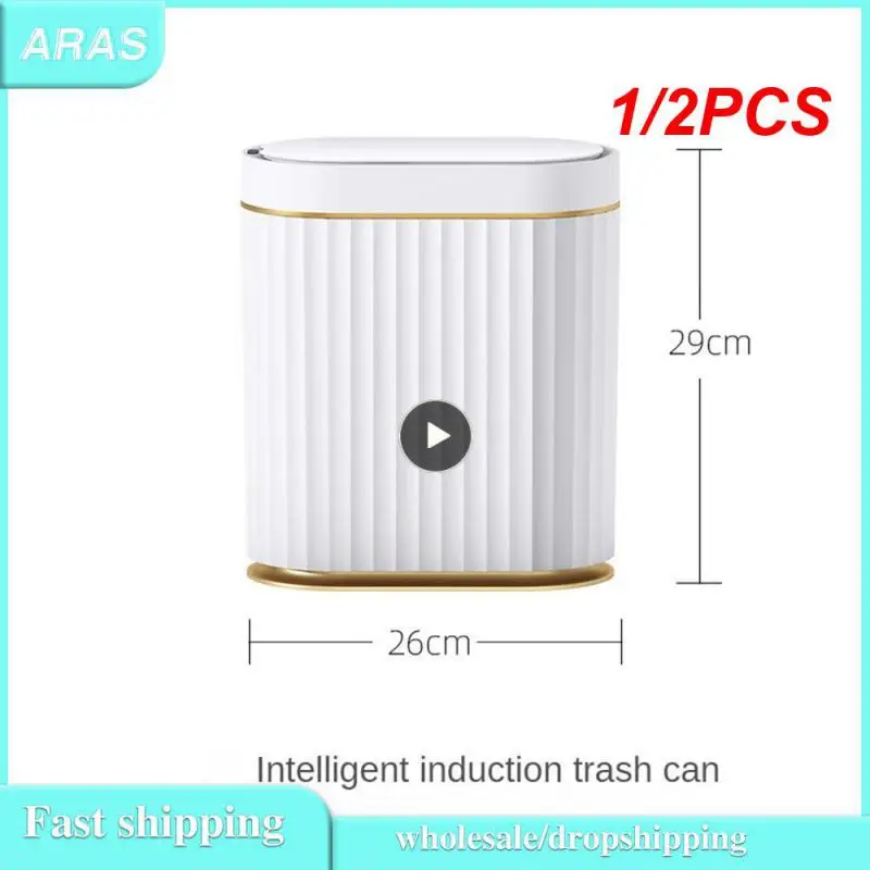 

1/2PCS Smart Trash Can Large Capacity For Kitchen Bathroom Garbage Bin Automatic Induction Waterproof Bin With Lid Smart Home