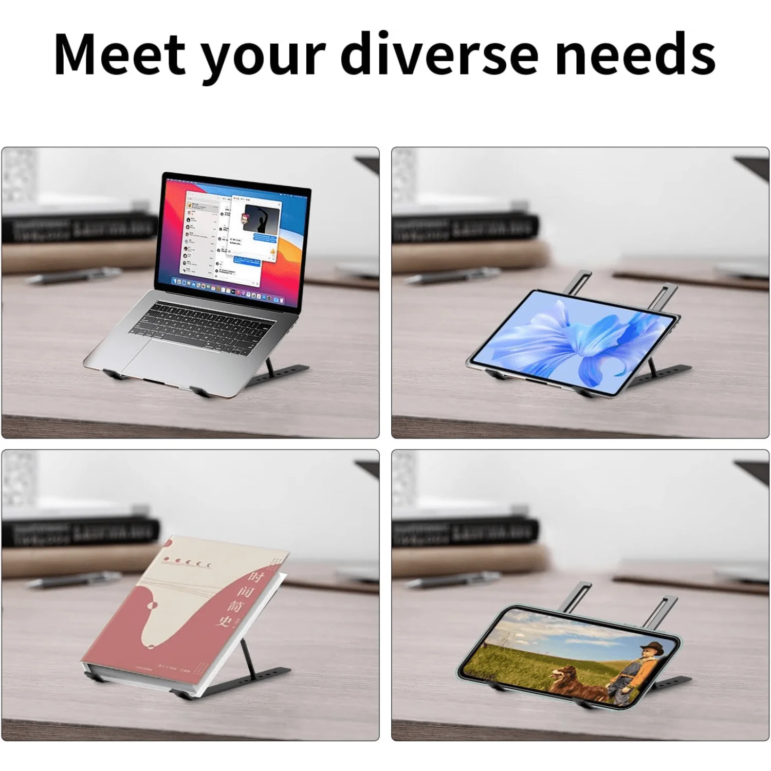 Digital Signage Display Aluminium alloy Laptop Stand, Full Flat Silicone Anti-Slip Office Laptop Stand for Desk Adjustable