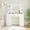 Vanity Desk, Makeup Vanity with 10 LED Lights & 7 Metal Sliding Drawers, Brightness Adjustable, Vanity Table with 6 Open Shelves 4