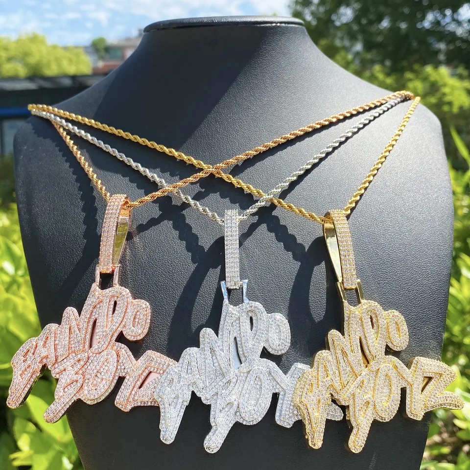 Aokaishen Iced Out Bando Boyz for Men Necklace Pendant Real Gold