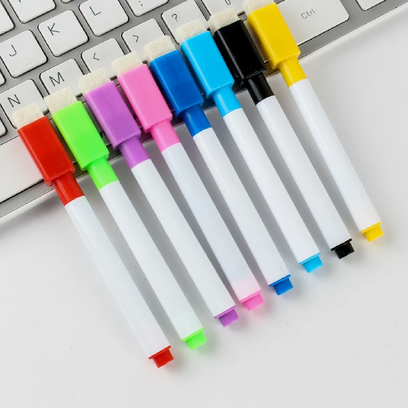 Whiteboard Pens Dry White Board Marker Built In Eraser 8 Pcs/lot Marker Pens Student Children Drawing