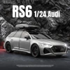 1/24 Audi RS6 Toy Car Model 1:24 Diecast Racing Vehicle Miniature Pull Back Sound Light Doors Openable Collection Gift For Kid 1