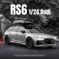1/24 Audi RS6 Toy Car Model 1:24 Diecast Racing Vehicle Miniature Pull Back Sound Light Doors Openable Collection Gift For Kid 1