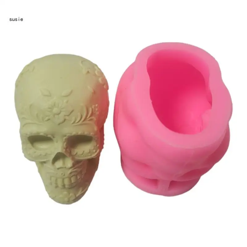 

X7YA цветок череп 3D форма для мыла для свечей DIY эпоксидная форма для свечей ручной работы свечи ароматические восковые формы