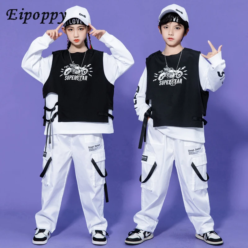 

Junior Hip Hop Performance Costume Boy Hip Hop Trendy Clothes Suit Girl Catwalk Hipohp Children Drum Kit Performance Wear