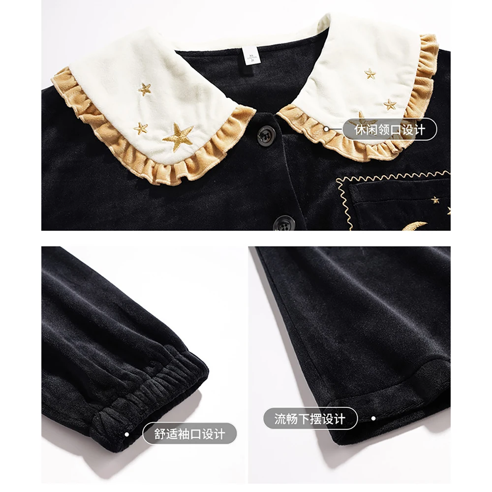 Delicate Thicken Island Velvet Pajamas for Couples Winter Warm Smooth Pajama Man Sleepwear for sleeping Women's Sweet Pyjama Set