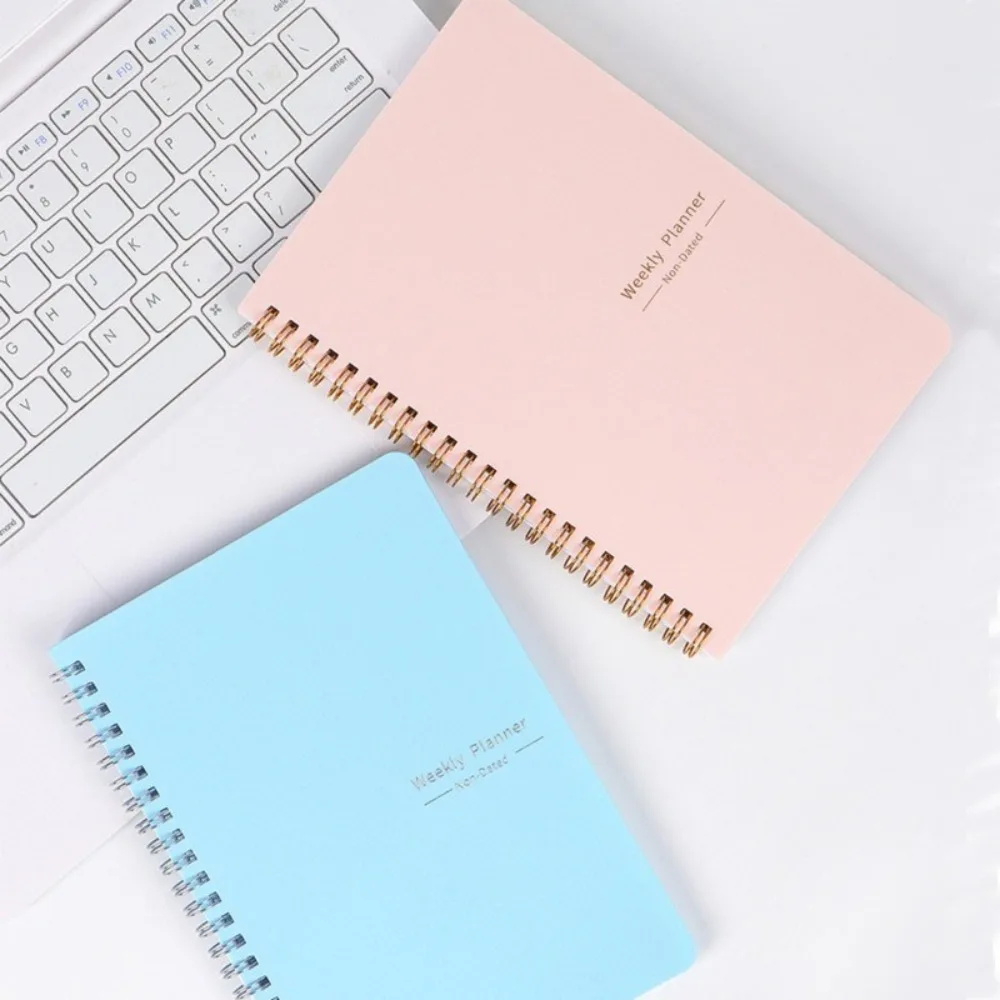 A5 English Weekly Planer Minimalist Designed Macaron Spiral Notebook 52 Sheets 80g/m2 Inner Page Student Paper Stationery