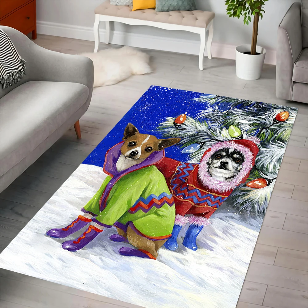 

CLOOCL New Fashion Carpet Christmas Funny Cute Chihuahua 3D Printed Floor Mats Carpets for Living Room Home Decor Fistival Gifts