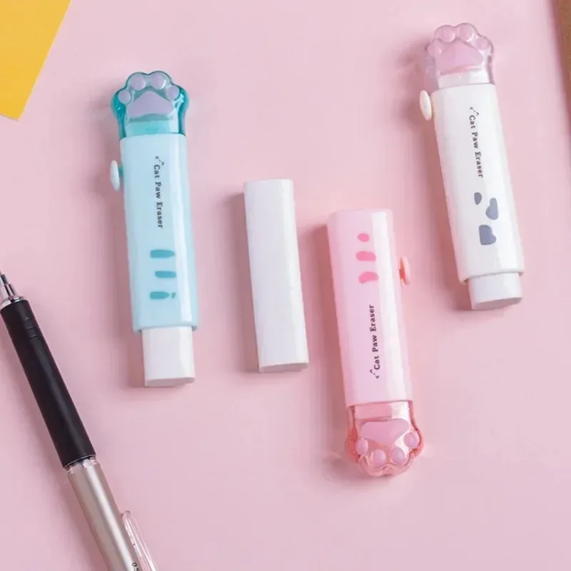 Gomma da cancellare con design retrattile push-pull, creativa forma di zampa di gatto, cancelleria specifica per studenti, gomma portatile - immagine 6