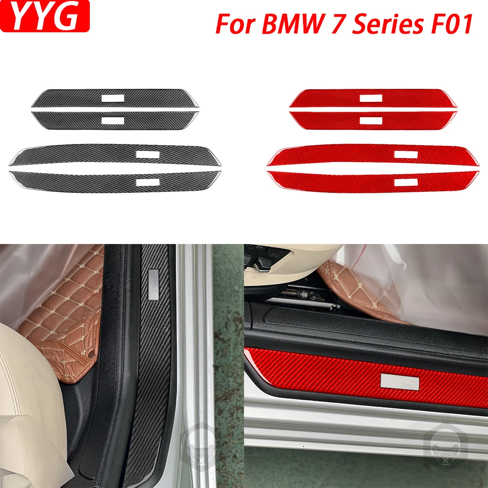 

For BMW 7 Series F01 2009-2014 Real Carbon Fiber Inner Door Sill Panel Trim Strips Car Interior Decoration Accessories Sticker