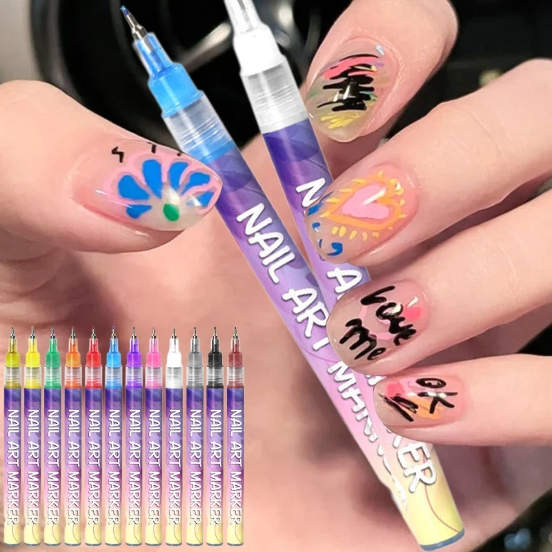 12 Colors Art Pens 3D Polishing Pens Point Dotting Liner Pen Set Art Painted Pen Drawing