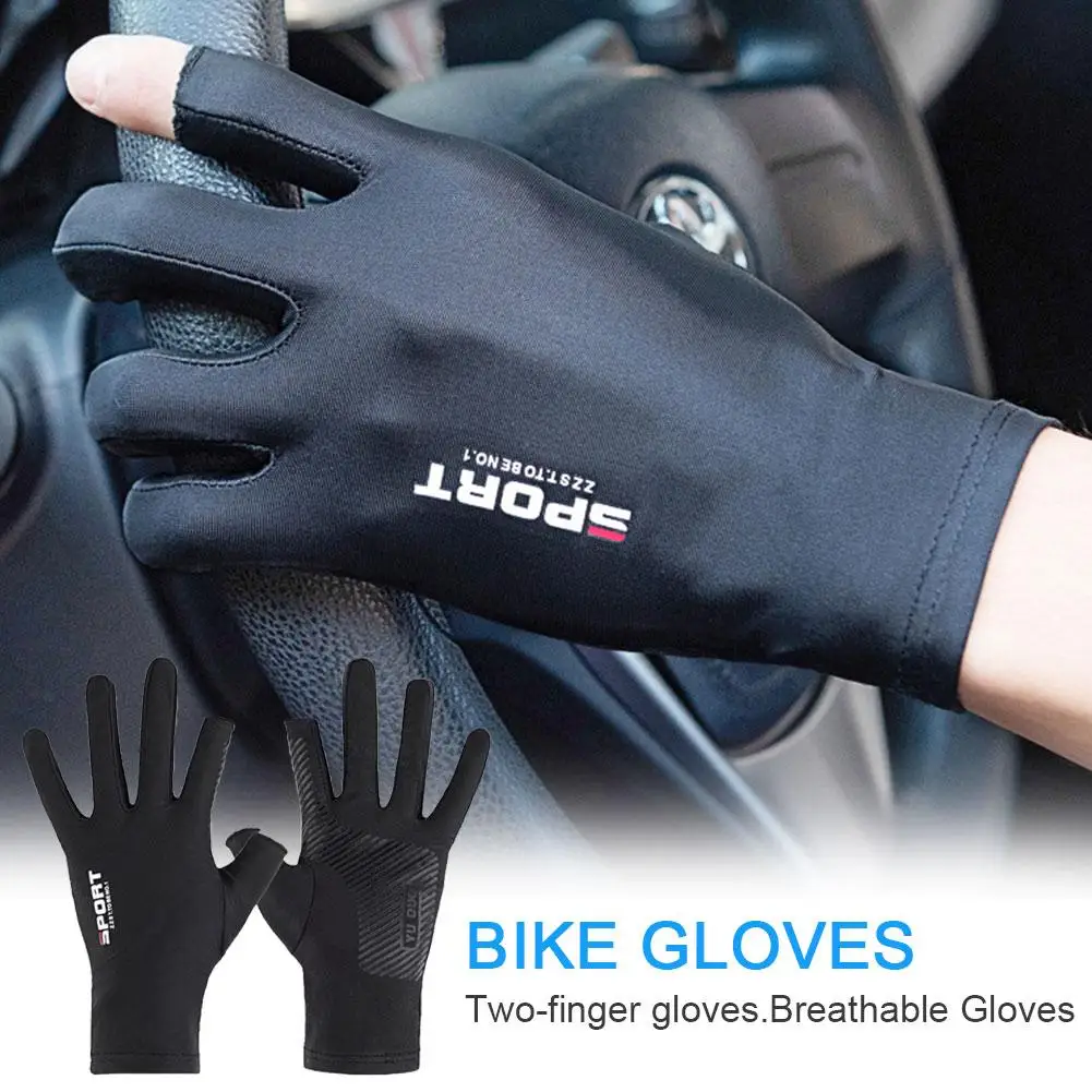 

Men Women Sunscreen Gloves Anti UV Quick Drying Non-Slip Sports Outdoor Breathable Fishing Fitness Cycling Gloves Two-finge O8M4