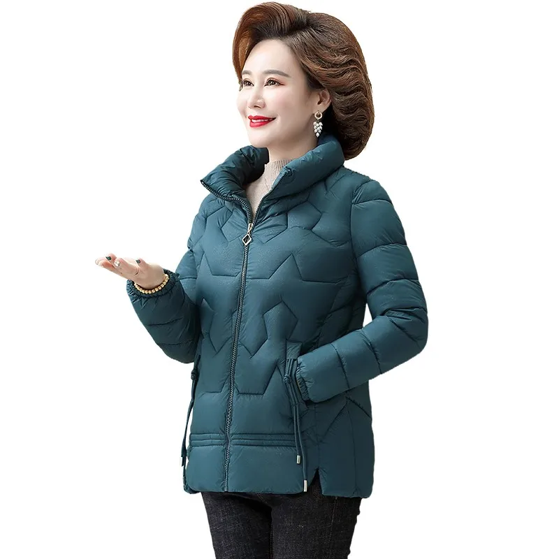 

Middle-aged Women Winter Short Jacket stand collar Cotton Winter Coat WomanThick Casual Mother Jacket Women Parkas High Quality