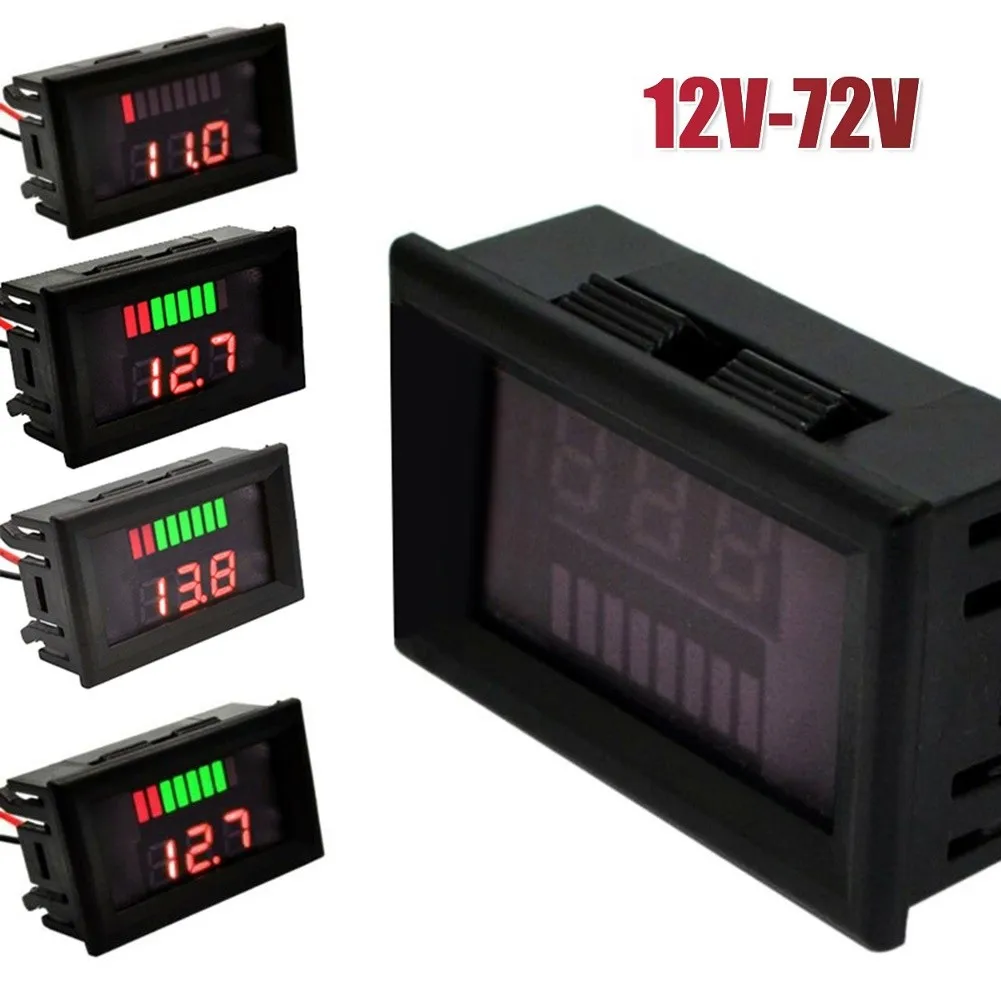 1 Pcs 12V-72V 자동차 해양 오토바이 디지털 전압계 전압 측정기 배터리 게이지 전압계 테스터 모니터 전동 공구