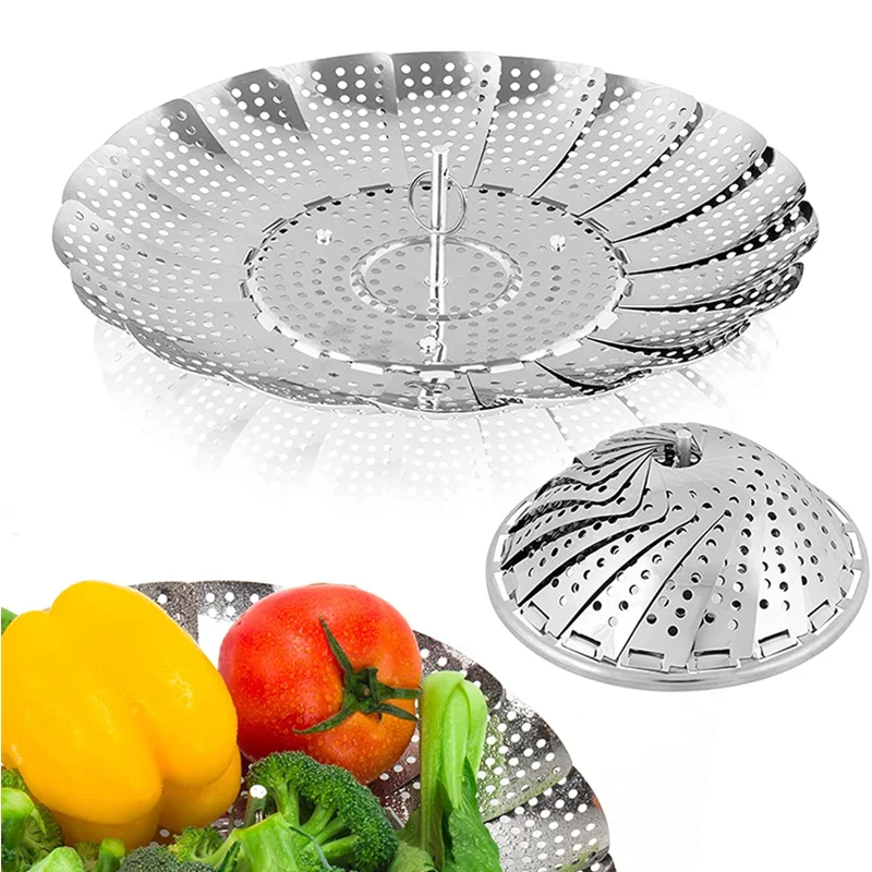 

Vegetable Steamer Basket Premium Stainless Steel Steaming Rack Fruit Tray Folding Expandable Steamers to Fits Various Size Pot