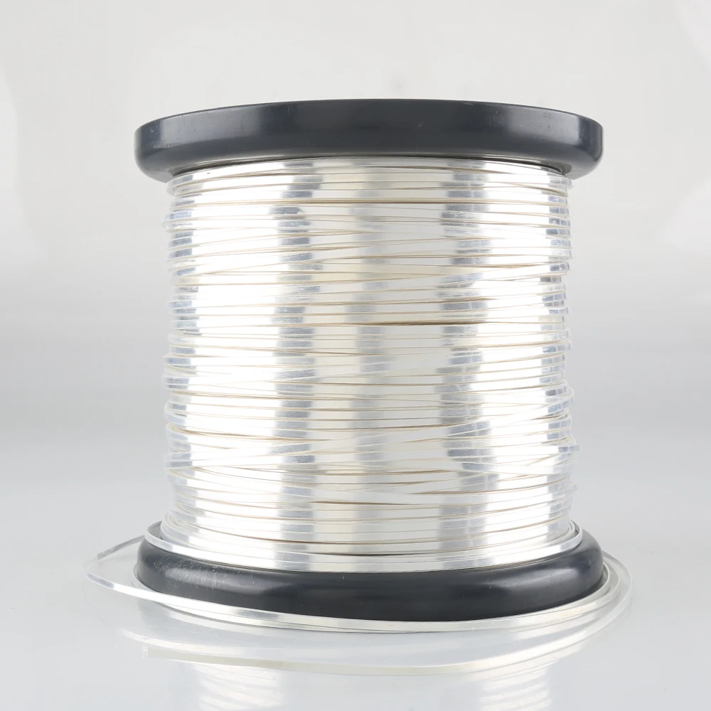 

1803 Hi-end 5N Pure Solid Silver HiFi Audio Power Line Speaker Wire FEP Insulated DIY Bulk Cable Flat Pure Silver wire