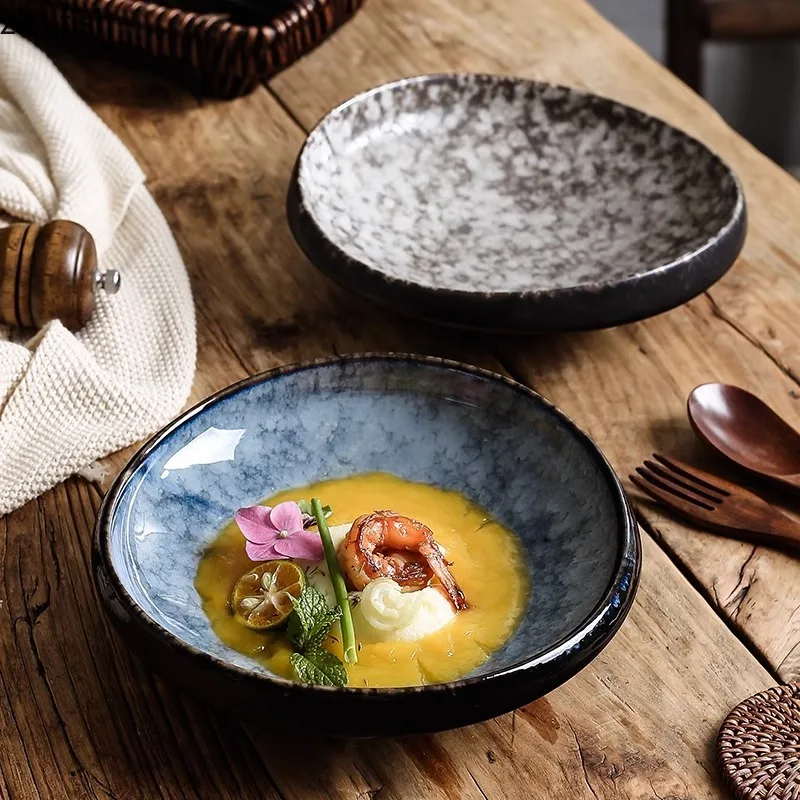 Creative Irregular Ceramic Dinner Plate Dessert Plate Snack Salad Plates Thick Soup Plates Restaurant Special Tableware