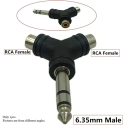 Premium Audio Adapter - Dual RCA to 6.35mm Female for Amplifier, Speaker, and Microphone Connection (6.35mm M - 2RCA F1)