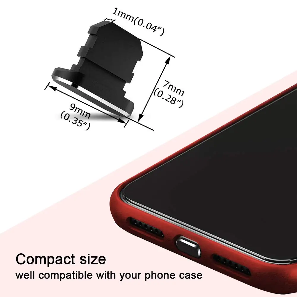2Pcs 금속 충전 포트 먼지 플러그 iPhone 시리즈와 호환 가능, iPad AirPods 용 홀더가있는 Lightning 포트 커버 보호대