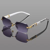 Vintage tranche polygone lunettes de soleil femmes mode sans cadre dégradé nuances hommes à la mode marque de luxe Design lunettes de soleil UV400 6