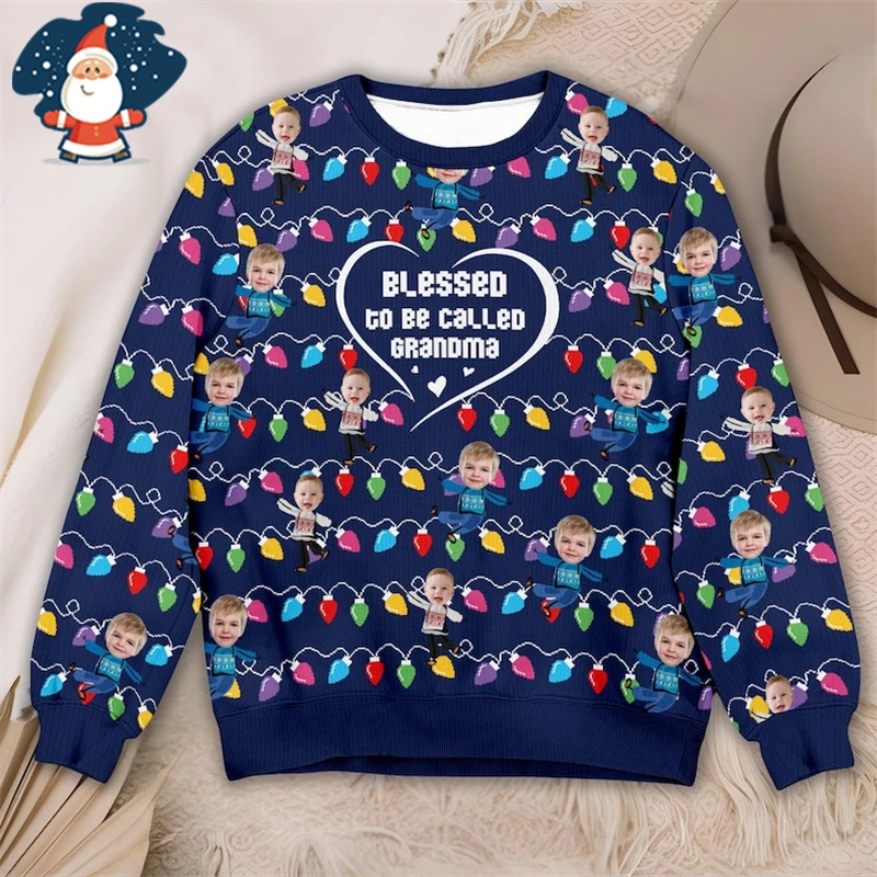 2025 novo logotipo personalizado 3d impresso feio camisola de natal diy design gráfico moletom imagem personalizada pullovers personalizar topos