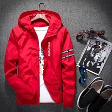 

Spring and Autumn Hooded Youth Casual Thin Letter Slim Men's Jacket Jacket