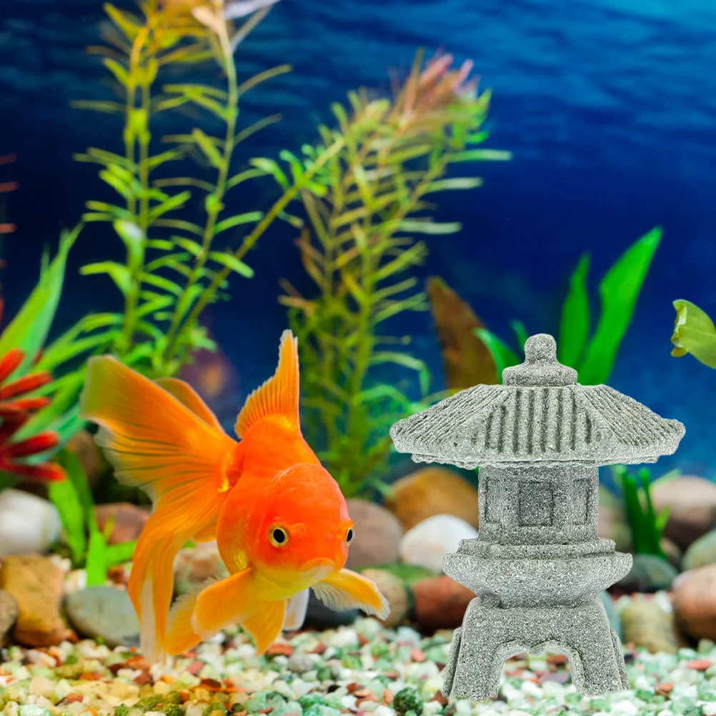 

2pcs Pagoda Mini Statue Stone Lantern Japanese Style Pagoda Lantern Yard Bonsai Decoration