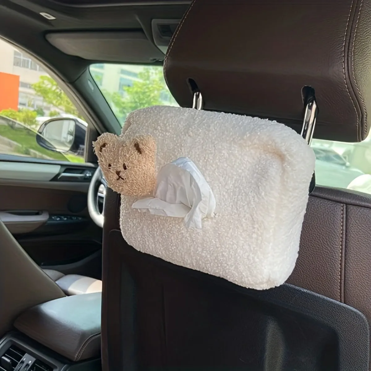 Porta Fazzoletti Auto 2 In 1 A Forma Di Orso – Peluche Morbido E Capiente, Cestino E Organizzatore Decorativo