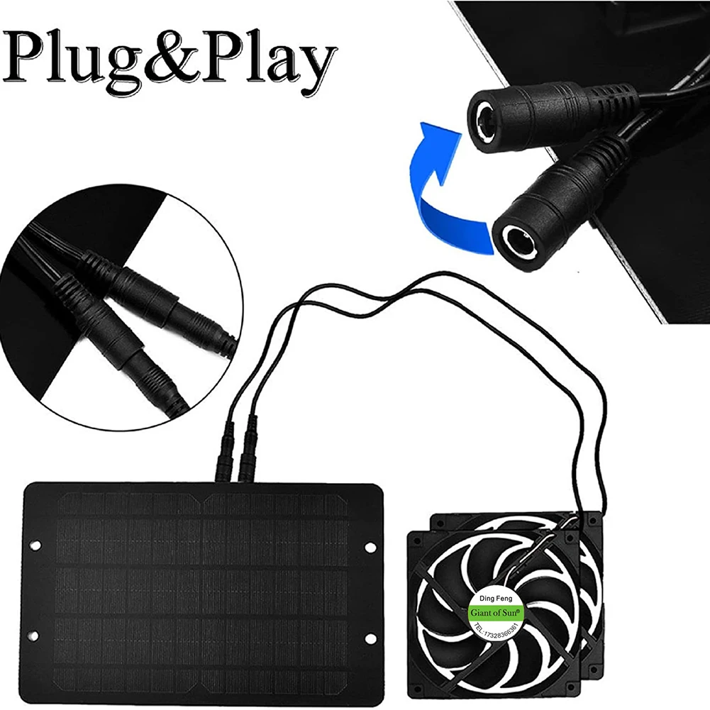 Portable 10W 12V Dual Solar Exhaust Fan Air Extractor for Office Outdoor Dog Chicken House Greenhouse Waterproof Solar Panel 3