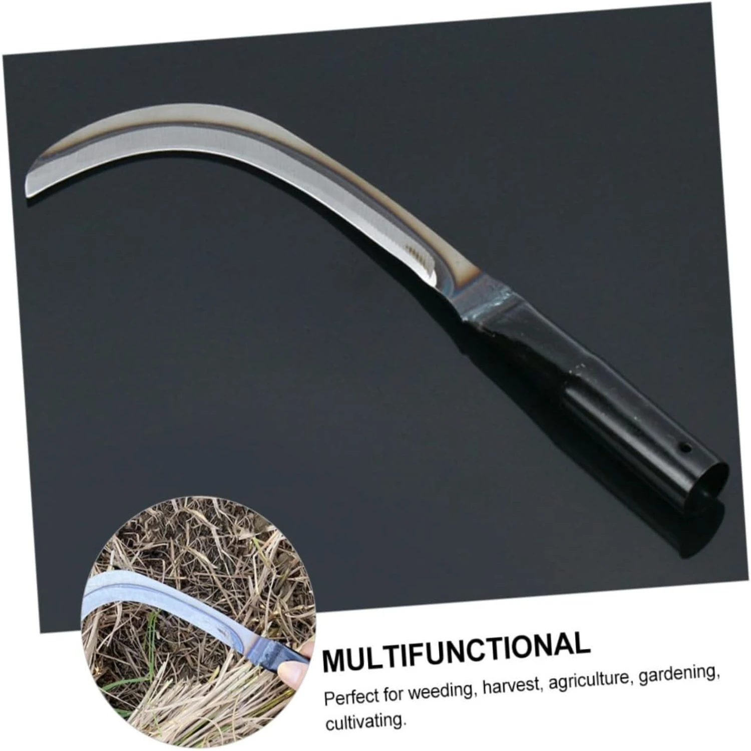Mowing 2pcs Fierce Steel Willow Leaf Sickle Farming Sickle Harvest Garden Weeding Fork Gardening Hand Tool Sickle Garden Tool Ha 3