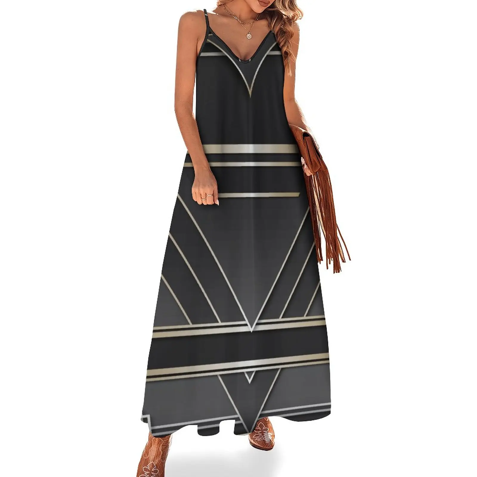 

New Art deco design IV Sleeveless Dress women dresses