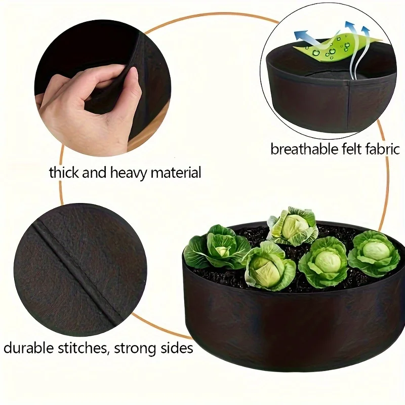 1 Piece Heavy-duty Fabric Raised Garden Bed Planting Bag, Breathable Round Planter for Herbs, Flowers, Vegetables and Potatoes - Image 3