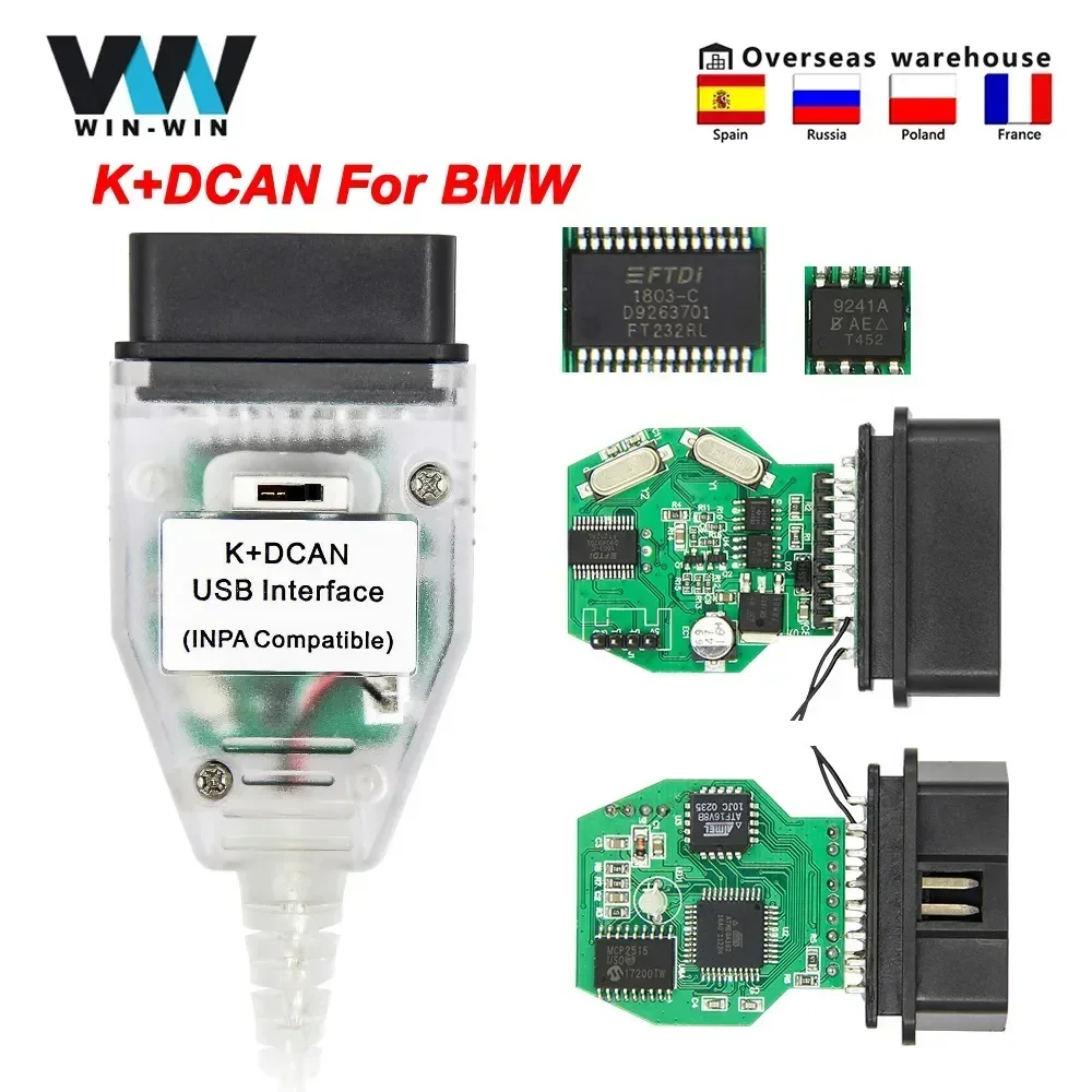 K+DCAN OBD2 USB Kabel Für BMW Mit FT232RL Chip - Diagnosekabel Für E-Serie 1998-2018