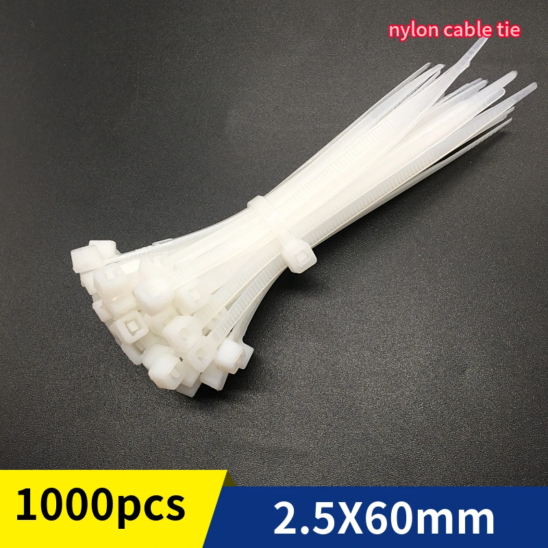 Free Shiping 3x60mm1000pcs Selflocking Nylon Cable Ties White Black