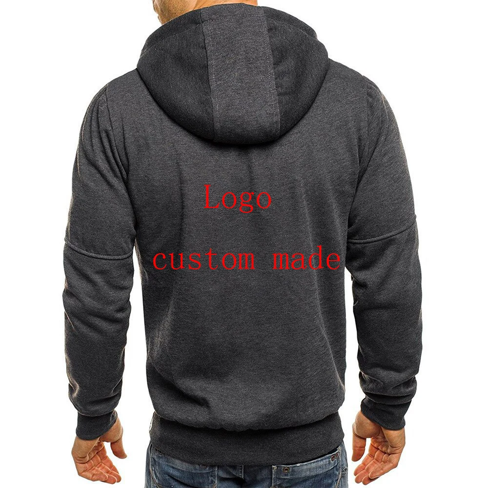 2023 Spring Autumn Custom Logo Printed Solid Color Design Hooded Sweatshirt Men's Tredny Zip Casual Comfortable Coat Sports Tops