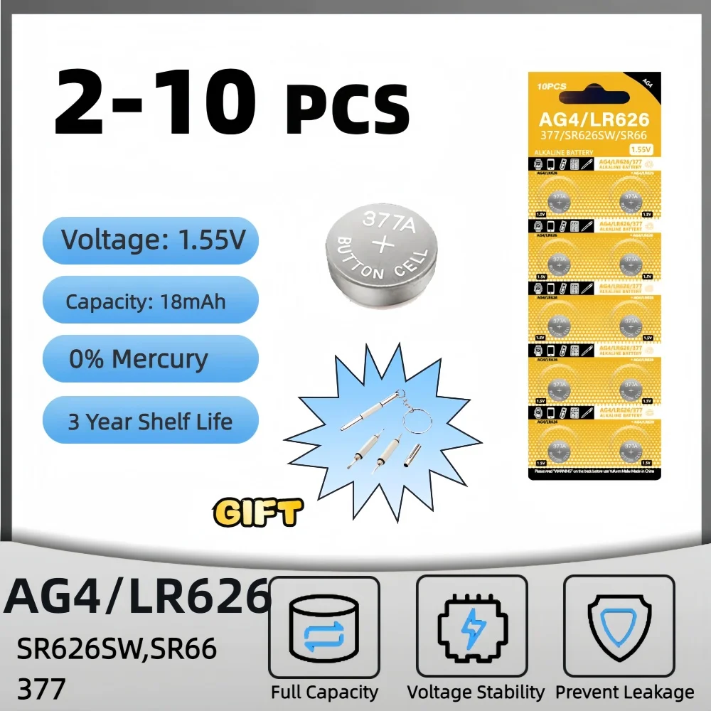 Ag4 Pile Lr920 Equivalent LR66 AG4 377 LR626 Alkaline Battery