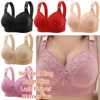 Sexy Lace Flower Surface Women Bra Four Rows Of Three Buttons No Steel Ring Large Size Underwear Skin-Friendly And Soft Lingerie 1