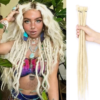 Synthetic Dreadlock Hair Extensions 10 Strands Thin Chocolate Green SE Dreads Handmade Reggae Style Crochet Hair Locs Extension 1