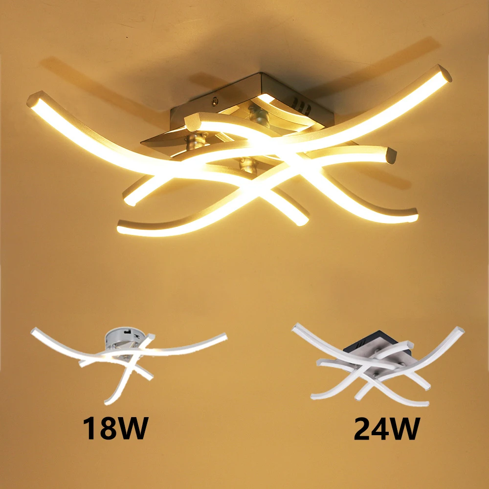 

AC 85-256V 18W 24W Moden LED Ceiling Lamp Interior Lighting Aluminium Forked Shaped Ceiling Chandelier Led Room Light