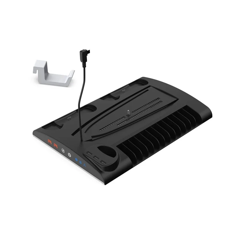 

MOOL Charging Stand With Cooling Fan For PS5 And PS5 Slim Console, Dual Controller Charger Station With 9 RGB Lights