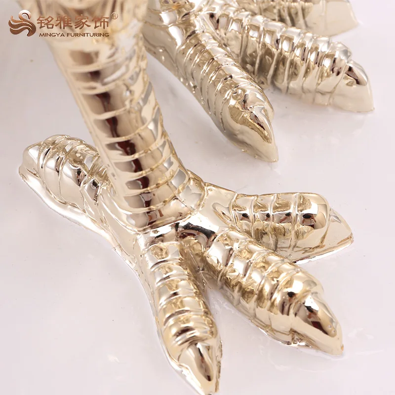 High quality home interior decoration bird sculpture resin life size gold peacock statues 5